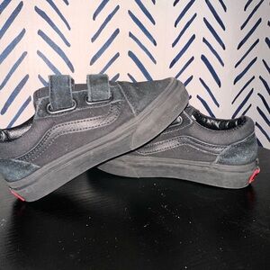 Kids Black Velcro Skate Shoes